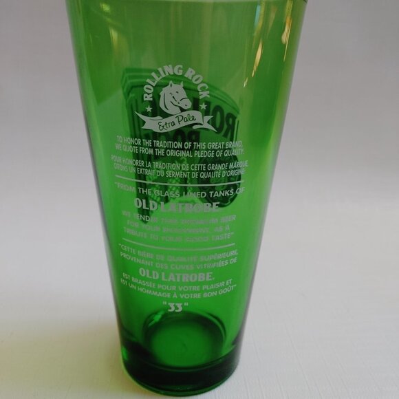 Rolling Rock Extra Pale Ale Pint Glass Green Glass TALL - Picture 3 of 7